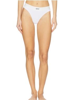 Off Rib Thong in White & Black